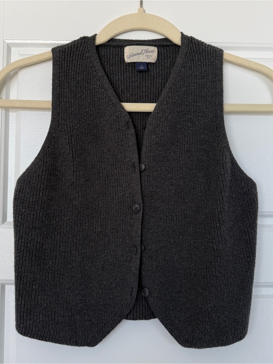 Universal Thread Tops - Universal Thread Charcoal Ribbed Knit Button Vest